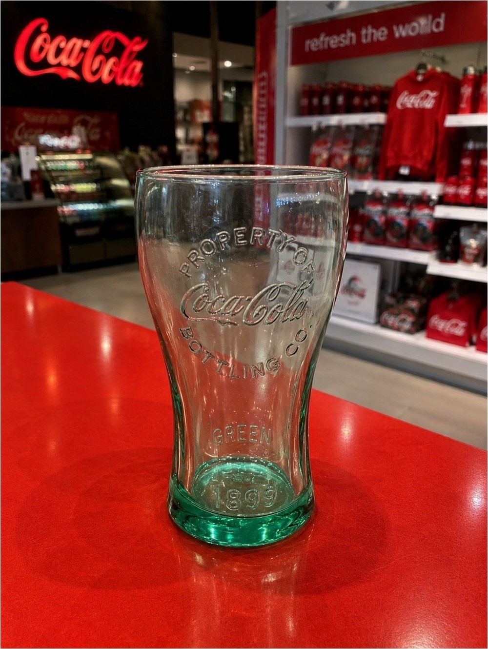 Coca-Cola Green Embossed Glass